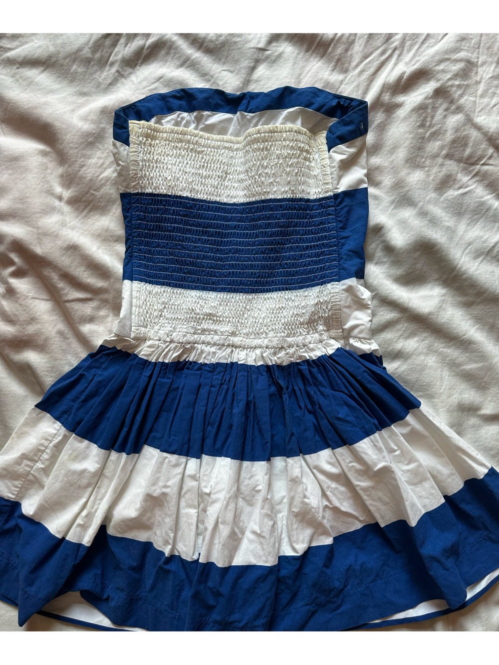Abercrombie & Fitch Joanna Blue White Stripe Strapless Mini Dress Size S - Picture 4 of 9